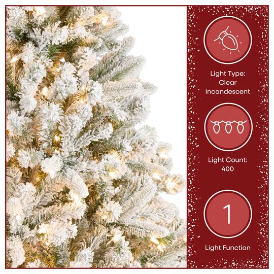6.5ft. Pre-Lit Snowy Mixed Pine Artificial Christmas Tree, Clear Lights
